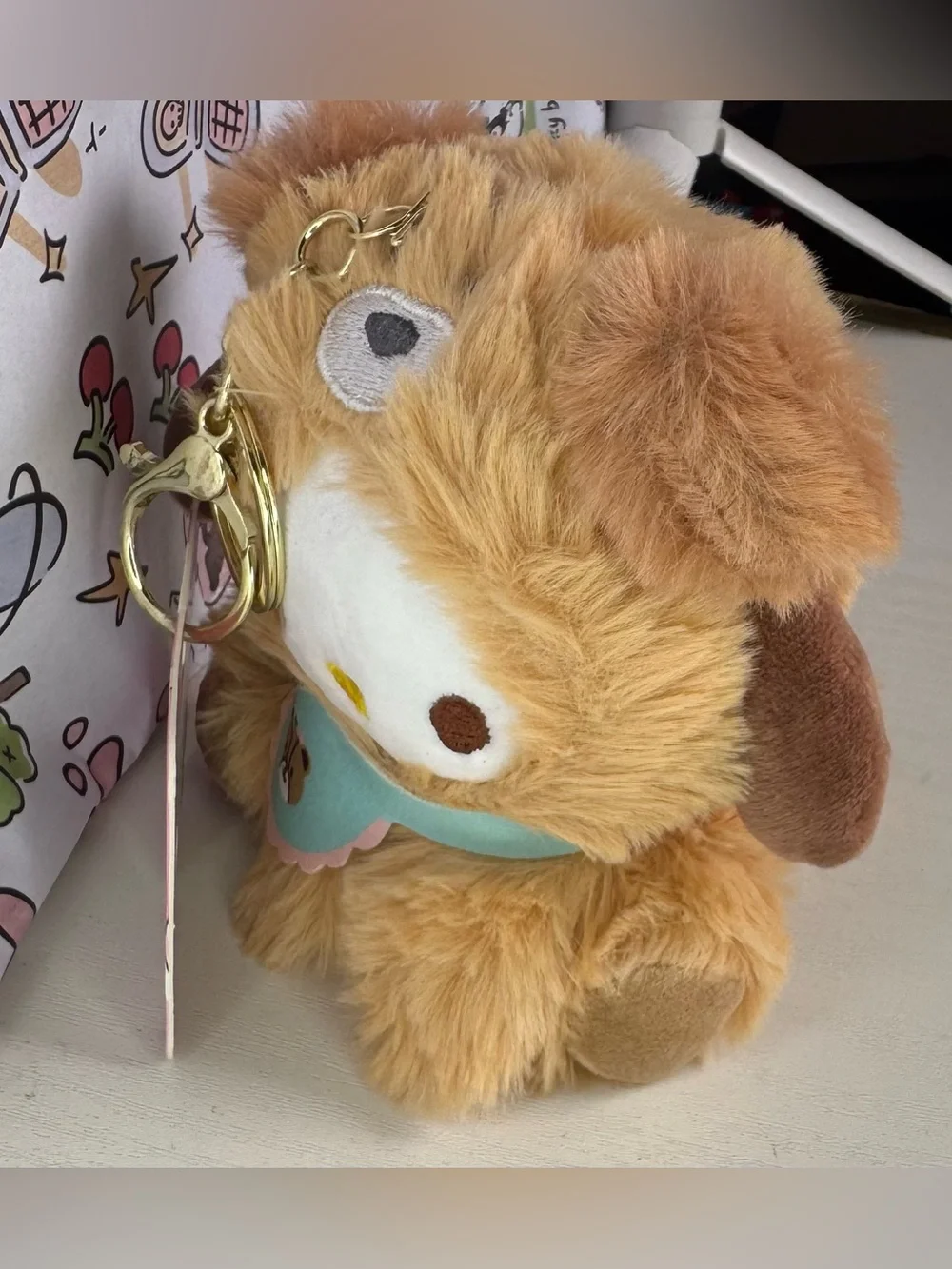 Plush Pochaco in Brown Bear (?) Suit Costume Keychain